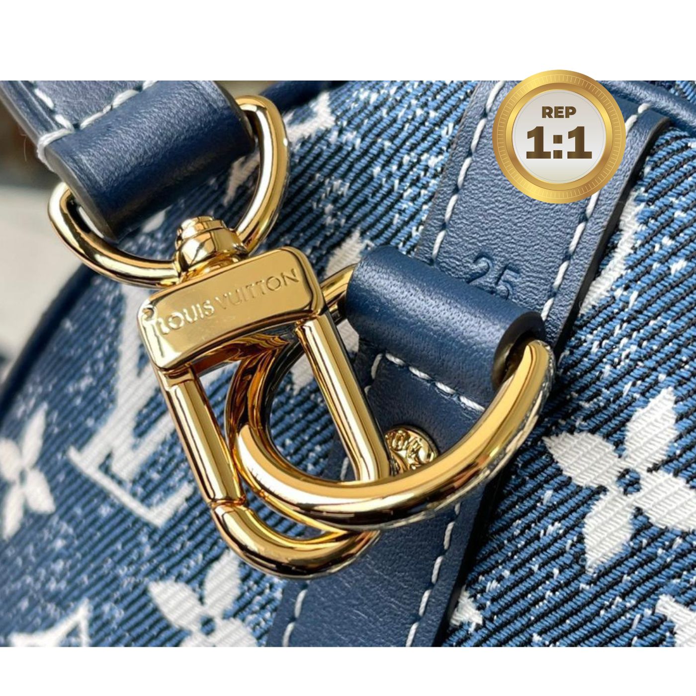 [REP 1:1] Louis Vuitton Speedy Bandouliere 25 Monogram Denim Jacquard Navy Blue 9.8in/25cm
